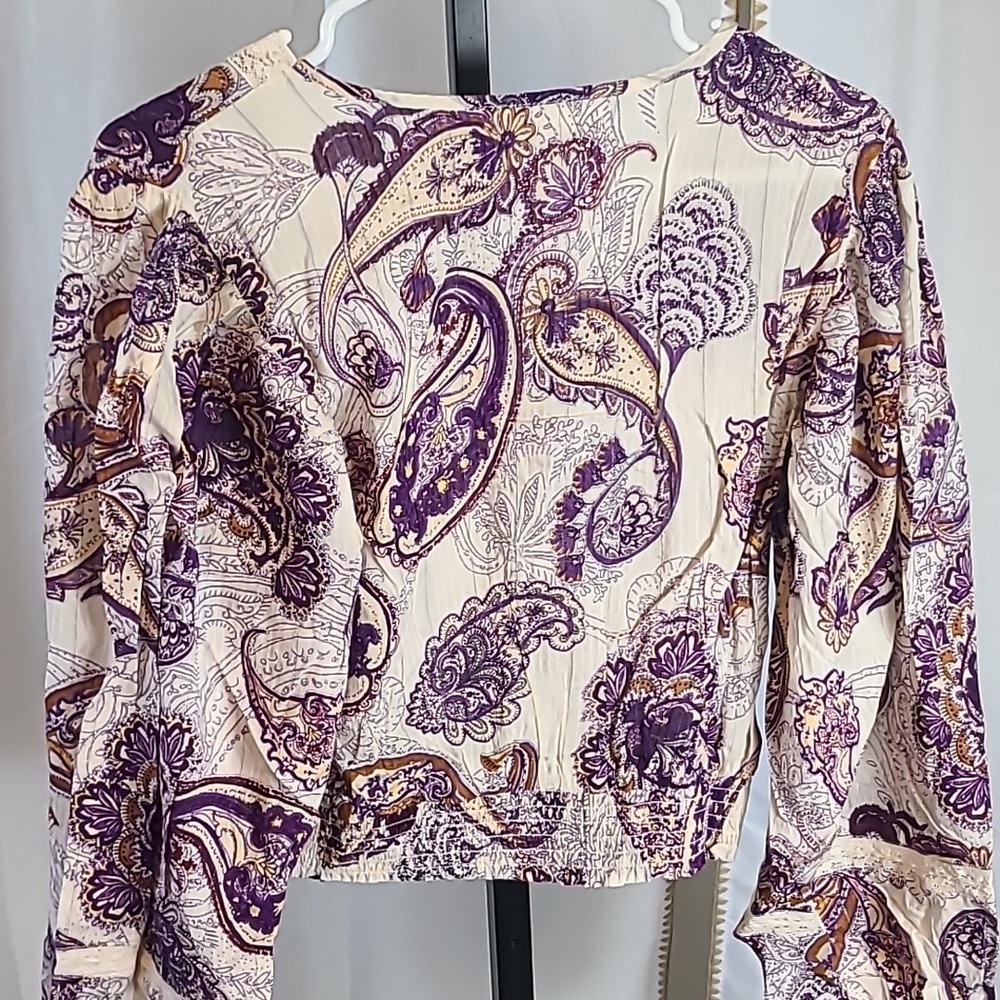NWT Band Of The Free Paisley Crop Top Purple Cream Women’s Large - Picture 5 of 5